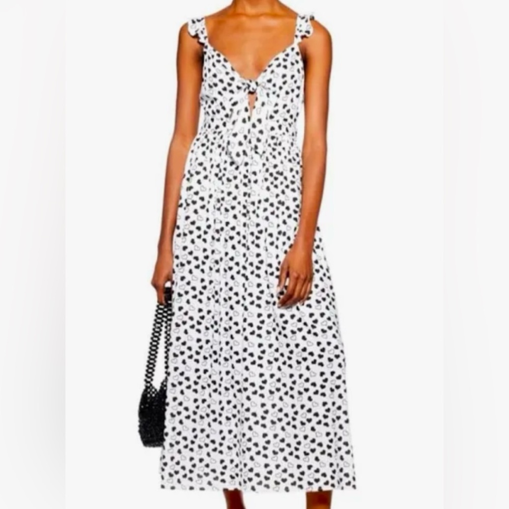 TOPSHOP Petite size 4 heart print maxi dress